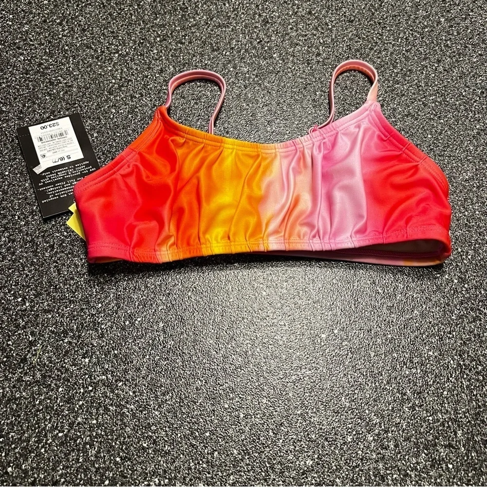 NWT art class Girl's Swim Bikini Top - Pink, Orange, Yellow